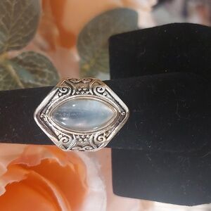 Moonstone Fashion Ring with Boho Style Band (faux)